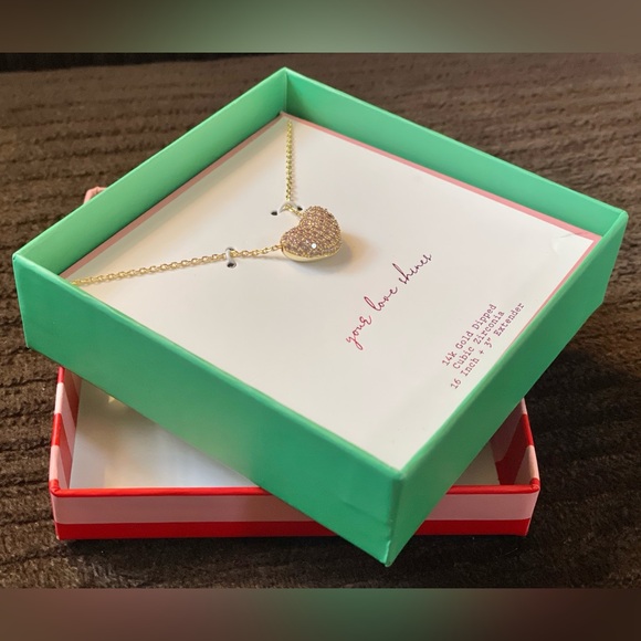 Heart Pendant Necklace - 14K Gold Dipped Cubic Zirconia - Gold & Pink- A New Day - Picture 13 of 16